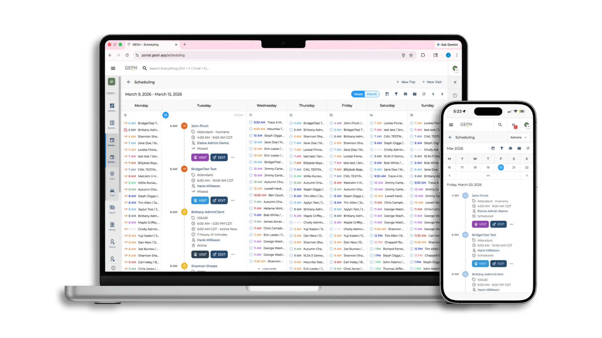 GEOH Smart Scheduling — Scheduling Software Screenshot
